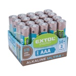 Extol акумулаторна батерия КЛТ. 20 алкални, 1.5v, размер aaa (lr03); дълъг живот, в 10х2бр. тави