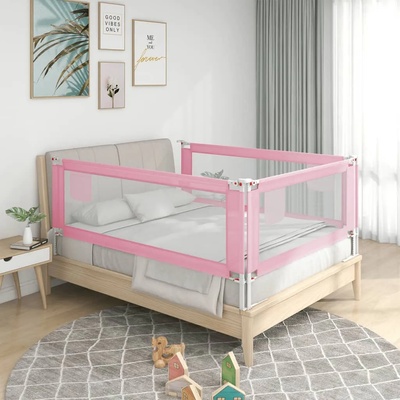 vidaXL Ограничител за бебешко легло, розов, 160x25 см, плат (10203)