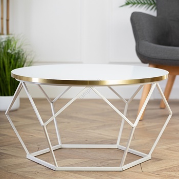 HowHomely Масичка за кафе DIAMOND 40x70 см златист/бял (DD0509)