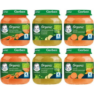 Gerber Organic 3 druhy 4m 6 x 125 g