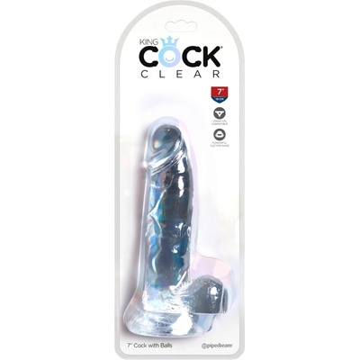 King Cock Clear 7 prísavkový semenníkový dildo 18 cm