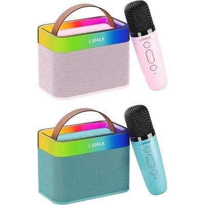 SET Reproduktor LAMAX KaraokeKid1 růžový + Reproduktor LAMAX KaraokeKid1 modrý