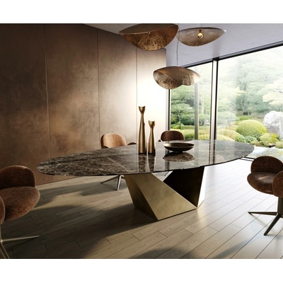 DELIFE Edge oválný 315 x 150 cm keramika Emperador Extra Lucidato tmavě hnědá Prisma Metallic Gold – Zboží Dáma