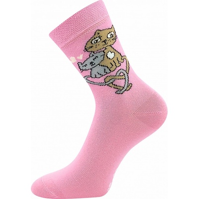 Dievčenské ponožky Mačky ružová