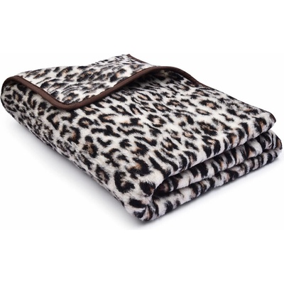 Woolee Vlněná deka Merino jednovrstvá leopard 135x200