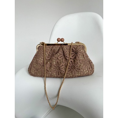 Čipkovaná dámska kabelka do ruky a crossbody na leto khaki