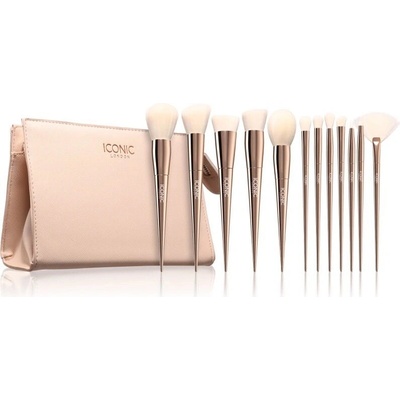 ICONIC London Ultimate Brush Set velký štětec na pudr suchý nebo práškový 1 ks + štětec na bronzer 2 ks + štětec na tvářenku a bronzer 1 ks + štětec na make-up 1 ks + štětec na sypký pudr 1 ks + štěte