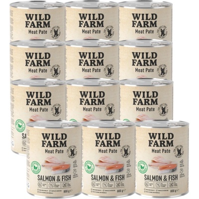 Wild Farm Pate Losos a ryba 12 x 800 g