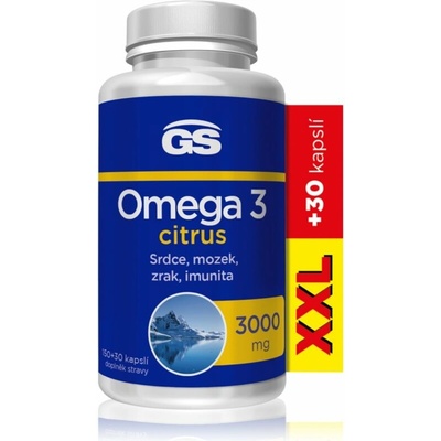 GS Omega 3 Citrus 3000 mg kapsle pro normální činnost srdce a mozku příchuť Citrus 180 kapslí