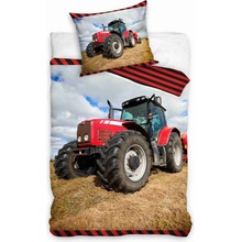 TipTrade bavlna obliečky Červený traktor na poli 140x200 70x90