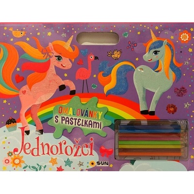 Jednorožce omaľovánky s pastelkami