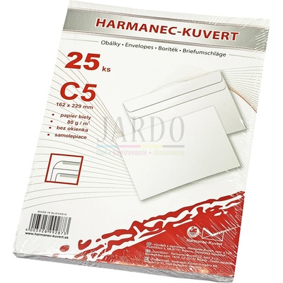 Harmanec-Kuvert Poštové obálky C5 samolepiace, 25 ks