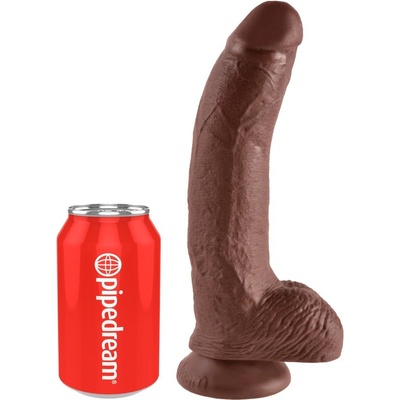 King Cock 9 veľká prísavka, dildo so semenníkmi hnedé 23 cm