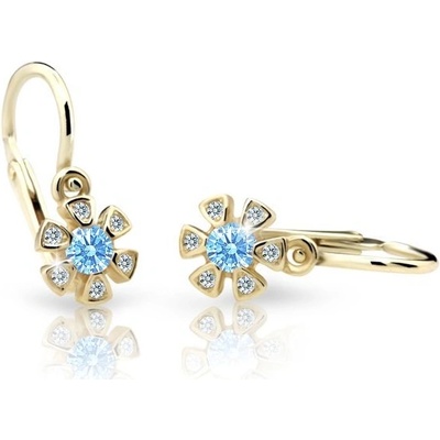 Danfil dievčenské náušnice kvetiny C2156 zo žltého zlata arctic blue brizura