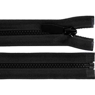 Kostěný zip No 5 délka 80 cm kulaté zoubky, s ozdobným jezdcem, střední, 322 černá