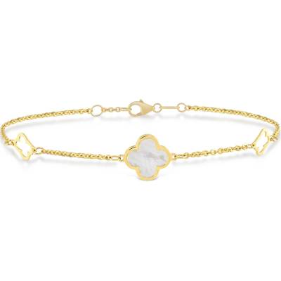 Lillian Vassago Zlatý náramek s perletí, čtyřlístky LLV31-GB040 17,5 cm + 1 cm