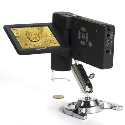Цифров микроскоп Levenhuk DTX 500 Mobi, 4х цифрово увеличение, 12MP максимална резолюция, 8 светодиода, microSD слот до 32GB, черен (LV61023)