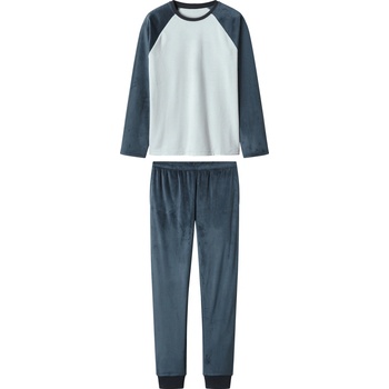 Esmara plyšové pyžamo sv.modrá navy modrá