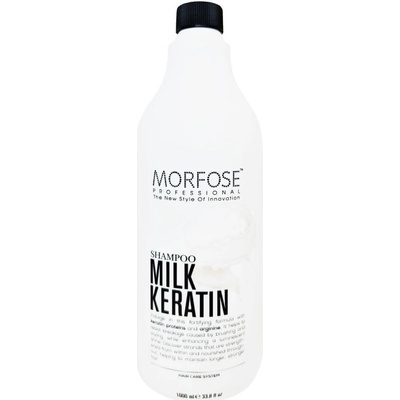 Morfose Milk Keratin Shampoo mléčný šampon na vlasy s keratinem 1000 ml intenzivně regeneruje a obnovuje vlasy