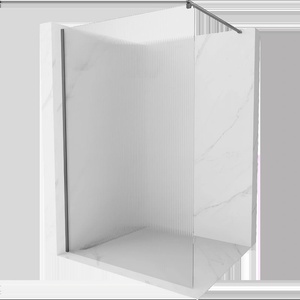 Mexen Kioto Вътрешна душ стена Walk-in 140 x 200 cm, райета 8 mm, gun metal - 800-140-101-95-09 (800-140-101-95-09)