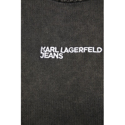 Karl Lagerfeld Jeans Памучен пуловер Karl Lagerfeld Jeans в сиво от лека материя с ниско поло A1W18045 (A1W18045)