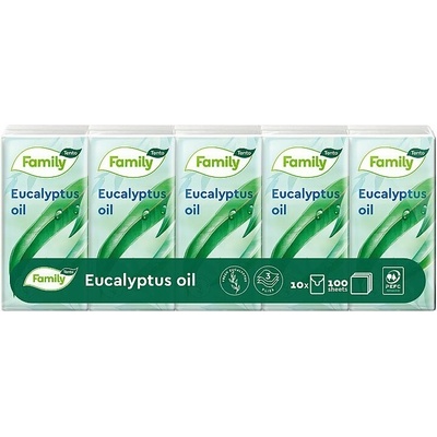 Tento Family Sensitive Eucalyptus Oil hygienické vreckovky 3-vrstvové 10 x 10 ks