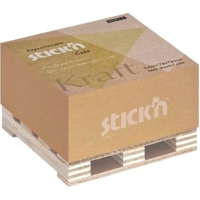 Bloček samolepicí Stick'n Hopax Kraft, 76x76 mm, kostka, na paletce, hnědý, 400 lístků – Zbozi.Blesk.cz