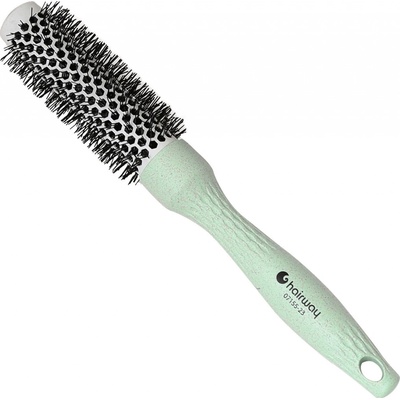 Hairway organica okrúhla kefa z organického materiálu s nylonovými štetinami zelená 07155-23 25 mm