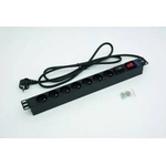 TRITON 19 distribution panel 1U; 7 x socket according to ČSN, max. 16 A; cable 3 x 1.5 mm, 2 m + universal plug CZ-DE max. 16A