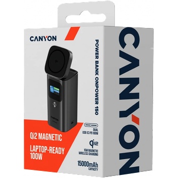 CANYON Зарядно устройство CANYON Qi2 magnetic power bank OnPower 150 15000mAh Aluminium Dark grey (CNS-CPB150DG)