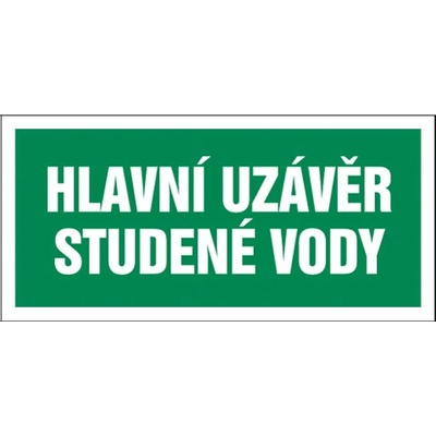 Značka Hlavní uzávěr studené vody, samolepicí fólie, 100 × 210 mm BZ FT931