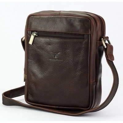 Money Kepper Středně velká pánská kožená Crossbody taška no. 1552 tmavěhnědá