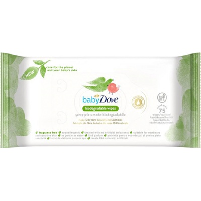 Dove Rozložitelné vlhčené ubrousky pro děti Baby (Biodegradableipes) 75 ks