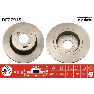 TRW Brzdový kotúč plny Ø304,5mm DF2791S
