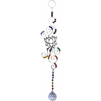 Nefertitis Lotosový květ Feng Shui závěs do okna z barevných křišťálů a kovu NF4897 - cca 34 cm