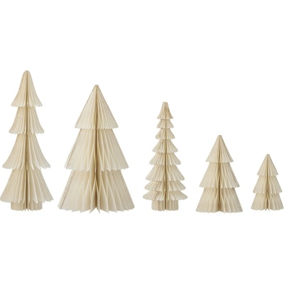 Bloomingville Vánoční dekorace Milan Wood Trees – set 5 ks, přírodní barva, papír