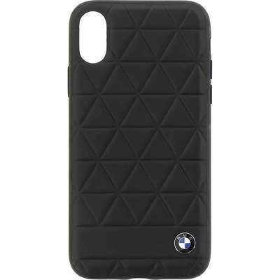 BMW Signature Embossed Hexagon Leather Hard Case - оригинален кожен кейс (естествена кожа) за iPhone XS, iPhone X (черен)