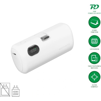 4smart Външна батерия с USB-C конектор - 4smarts PicoFold Powerbank USB-C Connector 5000mAh 22.5W (бял) (541657)