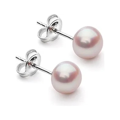 Swan Сребърни обици с естествена перла E7075L Swan