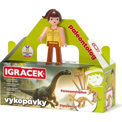 EFKO IGRÁČEK Paleontoložka figurka dino vykopávky Parasaurolophuse a Diplod