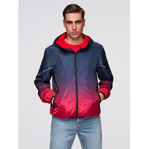 Ombre Clothing Мъжко спортно яке с рефлективни елементи и флийс подплата - тъмно синьо и червено V3 C641 Ombre Clothing Ombre Clothing | Cherven | МЪЖЕ | M
