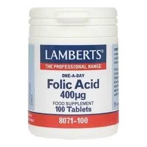 LAMBERTS ЛАМБЕРТС ФОЛИЕВА К-НА 400МГ. 100ТБ. / lamberts folic acid 400mcg 100tab
