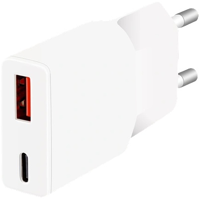 LogiLink Dual-USB GaN зарядно устройство, 1x USB-C (PD), 1x USB-A (QC), 20 W, бяло (PA0346) (PA0346)