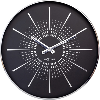 NeXtime Стенен часовник Excentric черно-сребрист (3287ZW)
