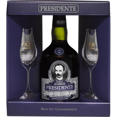 Presidente Marti Gran Anejo 40% 0,7 l (dárkové balení 2 sklenice)
