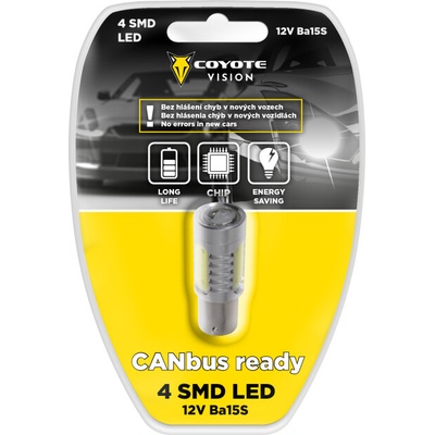 Coyote Vision Žárovka 12V LED 4 SMD Ba15S CAN BUS ready bílá