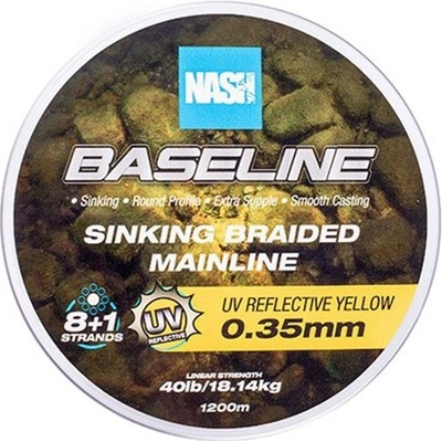 Nash Splietaná Šnúra Baseline Sinking Braid UV Yellow 1200 m 0,20 mm 9,07 kg