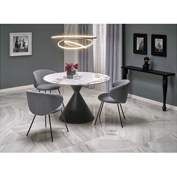 Halmar Кръгла трапезна маса garet бял мрамор / черен метал
