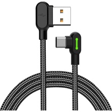 Mcdodo CA-5280 LED USB na USB-C pod úhlem, 3m, černý