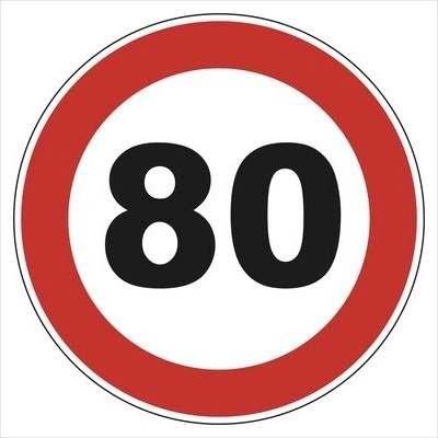 Výstražná tabuľka "Obmedzenie 80 km/h" 150 mm fólia